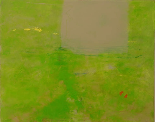<em>Green After Rain 2011, acrylic, water-based oil  and pencil on canvas, 50 x 41cm</em>