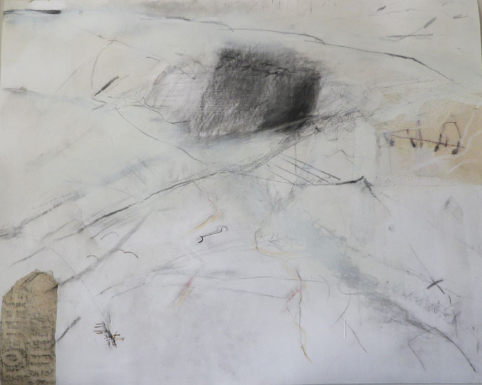<em>To the Hill 2016, mixed media on paper, 75 x 59cm</em>