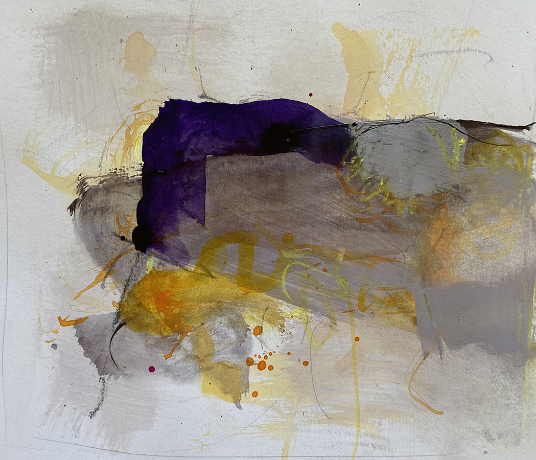 <em>Purple Edge 2024, acrylic & mixed media on paper, 15 x 18cm</em>