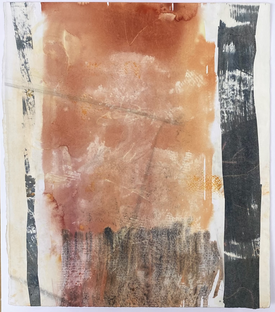 <em>Blue Ribbon Trail - 2025, gouache & mixed media on paper, 41 x 36cm</em>