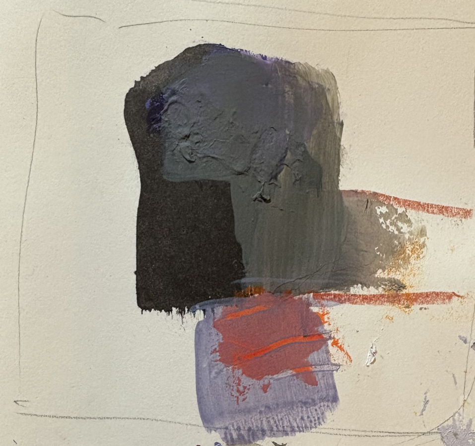 <em>Lilac Black 3 - 2025, acrylic, pencil & pastel on paper, 10.5 x 11.5cm</em>