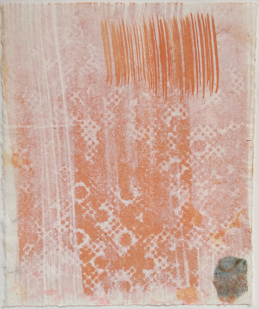 <em>Veiled - 2025, gouache & collage on paper, 26 x 21cm</em>